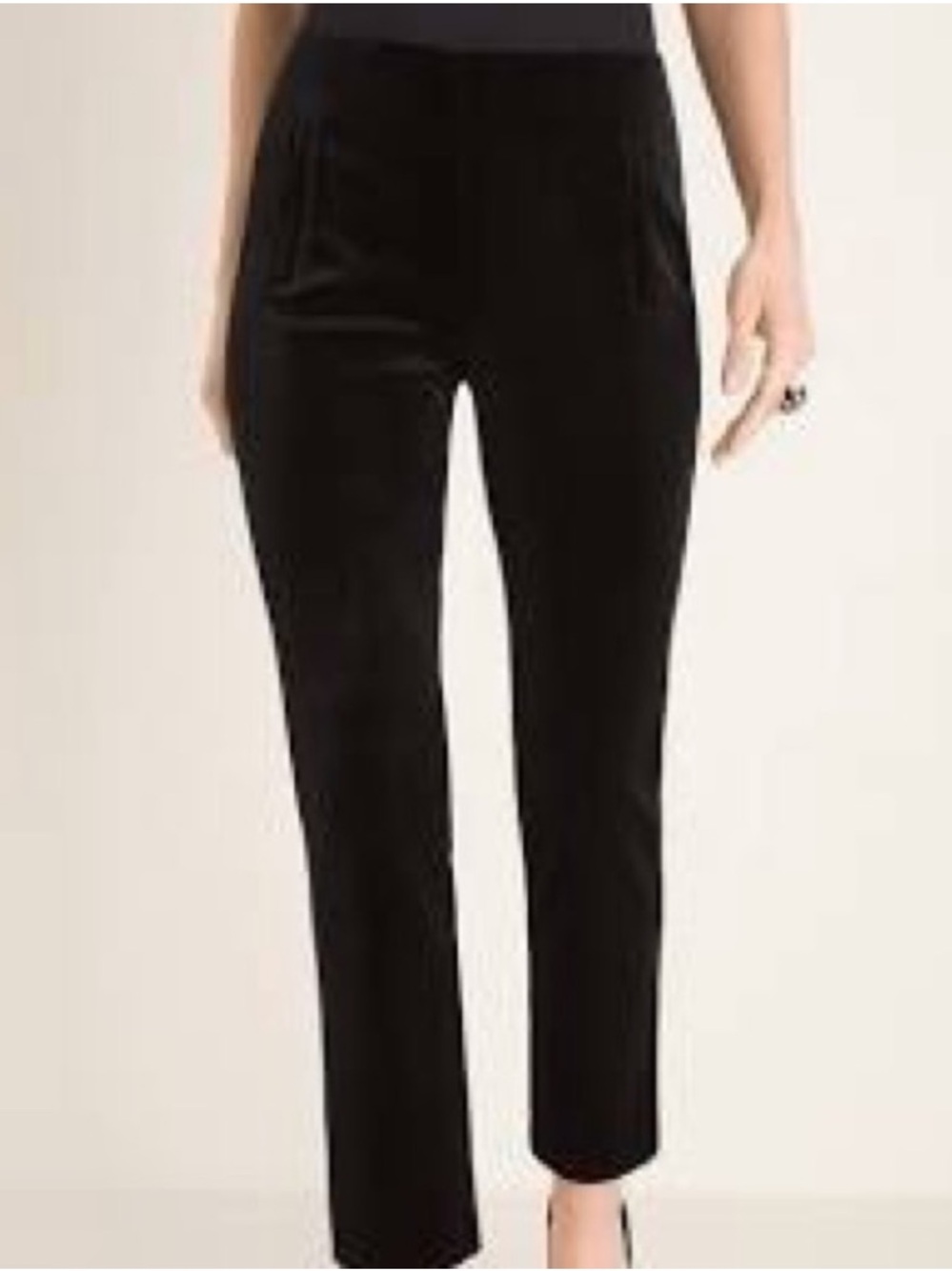 New Chico's Juliet Ankle Black Velveteen Trousers Size Large